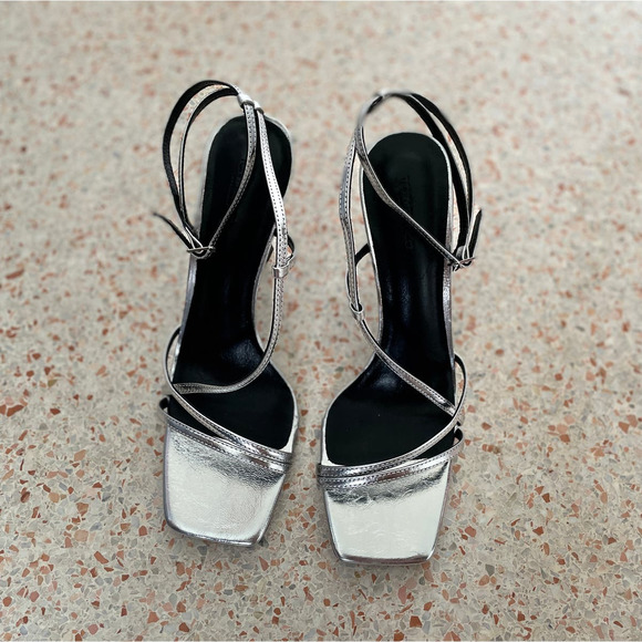 Tony Bianco Franci Silver Foil Heels - Picture 2 of 5